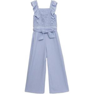 imageSpeechless Girls Gauze Ruffle Tank Crochet Bodice JumpsuitPeriwinkle