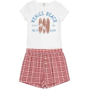 imageSpeechless Girls Graphic Tee and Seersucker Plaid Short SetRedWhite