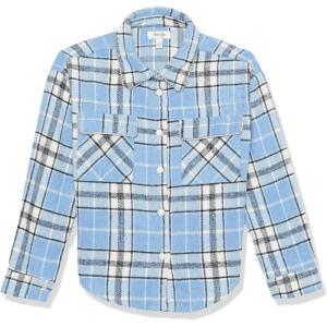 imageSpeechless Girls Plaid Button Down Flannel ShirtBlueBlack