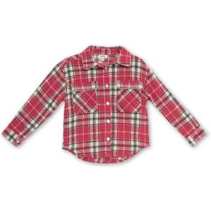 imageSpeechless Girls Plaid Button Down Flannel ShirtFuchsia Plaid