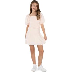 imageSpeechless Girls Puff Sleeve Pleated Top and Skater Mini Skirt SetBlush