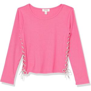 imageSpeechless Girls Rib Knit Long Sleeve Side DrawstringFuchsia