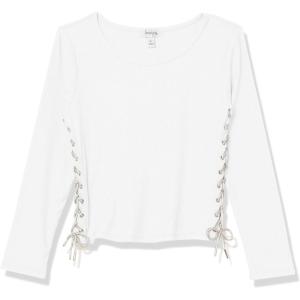 imageSpeechless Girls Rib Knit Long Sleeve Side DrawstringWhite