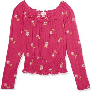 imageSpeechless Girls Ruched Floral Long Sleeve TopPink