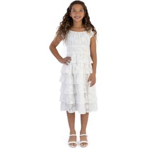 imageSpeechless Girls Short Sleeve Chiffon Midi Dress and HeadbandWhite