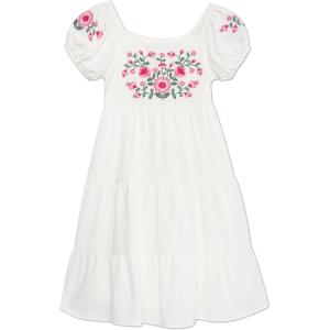 imageSpeechless Girls Short Sleeve Embroidered Babydoll DressWhitePink