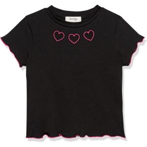imageSpeechless Girls Short Sleeve Lettuce Edge Graphic Knit TShirtBlackRed