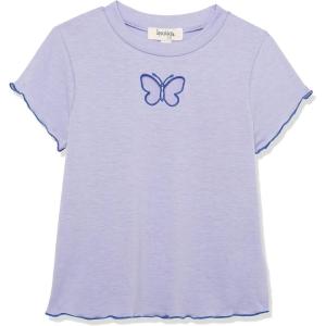 imageSpeechless Girls Short Sleeve Lettuce Edge Graphic Knit TShirtBlue