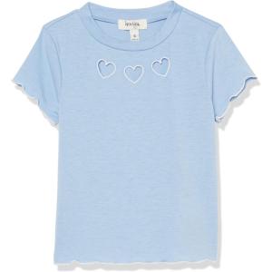 imageSpeechless Girls Short Sleeve Lettuce Edge Graphic Knit TShirtBlueWhite