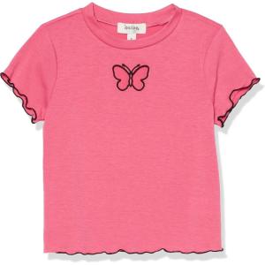 imageSpeechless Girls Short Sleeve Lettuce Edge Graphic Knit TShirtPinkBlack