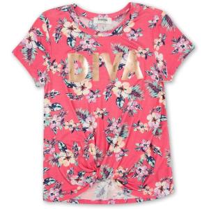 imageSpeechless Girls Twist Front Short Sleeve TeeCoral Diva