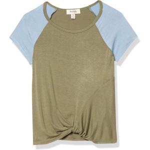 imageSpeechless Girls Twist Front Short Sleeve TeeOlive