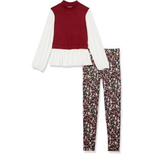 imageSpeechless girls 2 Piece Long Sleeve Sweater Vest With Floral PantsBurgundyFloral