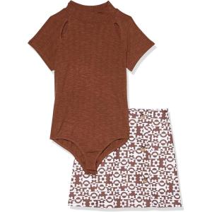 imageSpeechless girls Short Sleeve Bodysuit and Skirt SetBrownIvory
