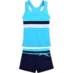 imageUhnice Girls Swimsuit Two Piece Tankini Swimwear with BoyshortBlue