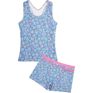 imageUhnice Girls Swimsuit Two Piece Tankini Swimwear with BoyshortBlue Floral