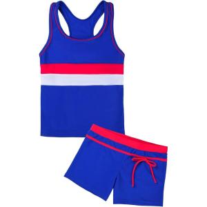 imageUhnice Girls Swimsuit Two Piece Tankini Swimwear with BoyshortBlue1