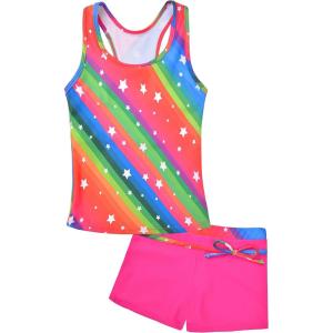 imageUhnice Girls Swimsuit Two Piece Tankini Swimwear with BoyshortColorful
