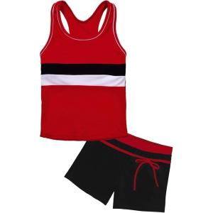 imageUhnice Girls Swimsuit Two Piece Tankini Swimwear with BoyshortRed