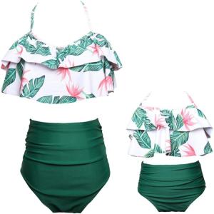 imageUhnice Mother Daughter Swimwear Family Matching Girls Swimsuit Women Bikini SetGreen