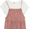 imageSpeechless Girls 2Piece Jumper Dress Set  Brushed Twill Pinafore with Short Sleeve Cotton TeeWhiteMauve