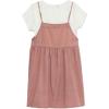 imageSpeechless Girls 2Piece Jumper Dress Set  Brushed Twill Pinafore with Short Sleeve Cotton TeeWhiteMauve