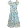 imageSpeechless Girls Flutter Sleeve Floral Printed Chiffon Maxi DressAquaPink
