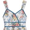 imageSpeechless Girls Printed Cotton Voile Skater Dress with Velvet Trim ampamp Surplice TopWhiteDenim