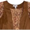imageSpeechless Girls Puff Sleeve Smocked Bodice Chiffon Dress and Fringe VestCamelBrown