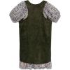 imageSpeechless Girls Puff Sleeve Smocked Bodice Chiffon Dress and Fringe VestCreamBerryBrown