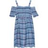 imageSpeechless Girls Seersucker Plaid OffShoulder Babydoll Dress with Tie BackDenim Blue