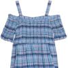 imageSpeechless Girls Seersucker Plaid OffShoulder Babydoll Dress with Tie BackDenim Blue