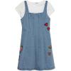 imageSpeechless Girls Short Sleeve Baby Tee and Sleeveless Denim DressIvoryDenim