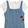 imageSpeechless Girls Short Sleeve Baby Tee and Sleeveless Denim DressIvoryDenim