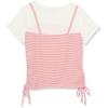 imageSpeechless Girls Short Sleeve Rib Knit 2fer TopPink Stripe