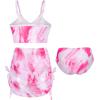 imageUhnice Girls 3 Pieces Swimsuit Tie Dye Bikini Set Bathing Suit with Cover Up Beach SkirtPink