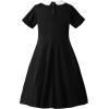 imageUhnice Girls Casual Dress Peter Pan Collar Short Sleeve Vintage DressBlack