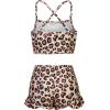 imageUhnice Girls TwoPiece Bikini Set Ruffle Bathing Suit Beach Tankini SwimsuitBrown