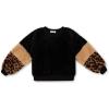 imageSpeechless Girls Colorblock SweatshirtBlackTanLeo