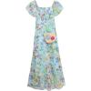 imageSpeechless Girls Flutter Sleeve Floral Printed Chiffon Maxi DressAquaPink