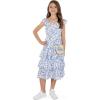 imageSpeechless Girls Flutter Sleeve Midi Tiered DressIvoryBlue