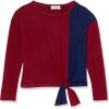 imageSpeechless Girls Long Sleeve Colorblock Tie Front TopBlackNavy