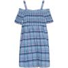 imageSpeechless Girls Seersucker Plaid OffShoulder Babydoll Dress with Tie BackDenim Blue