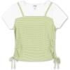 imageSpeechless Girls Short Sleeve Rib Knit 2fer TopGreen Stripe