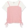 imageSpeechless Girls Short Sleeve Rib Knit 2fer TopPink Stripe