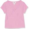 imageSpeechless Girls Short Sleeve Rib Knit and Lace Accent TopPink