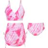 imageUhnice Girls 3 Pieces Swimsuit Tie Dye Bikini Set Bathing Suit with Cover Up Beach SkirtPink