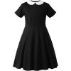 imageUhnice Girls Casual Dress Peter Pan Collar Short Sleeve Vintage DressBlack