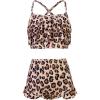 imageUhnice Girls TwoPiece Bikini Set Ruffle Bathing Suit Beach Tankini SwimsuitBrown