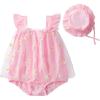 imageUhnice Toddler Baby Girl Daisy Dress Bodysuit Tulle Tutu Jumpsuit Romper with Hat